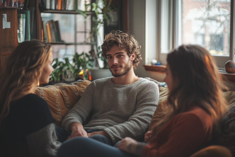 Siblings relaxing in their apartment | Source: Midjourney