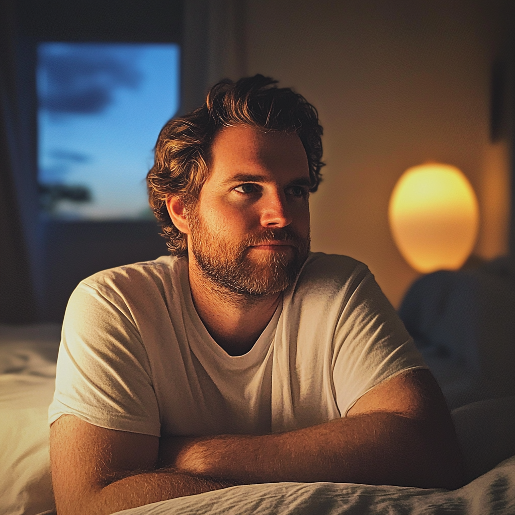 A man sitting on a bed | Source: Midjourney
