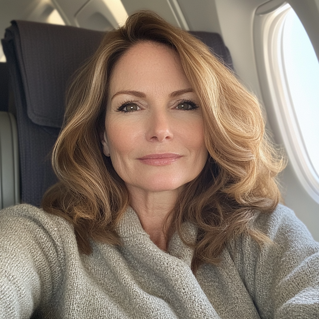 Flight Attendant Woke Me Up & Told Me to Check My Husband's Bag While He Was Away — I Never Expected What I Found 15 A close up of a smiling woman | Source: Midjourney