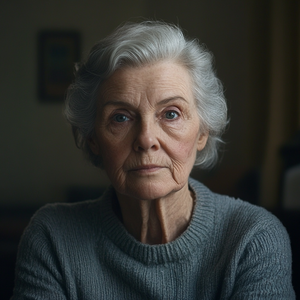 An older woman sitting in her house | Source: Midjourney