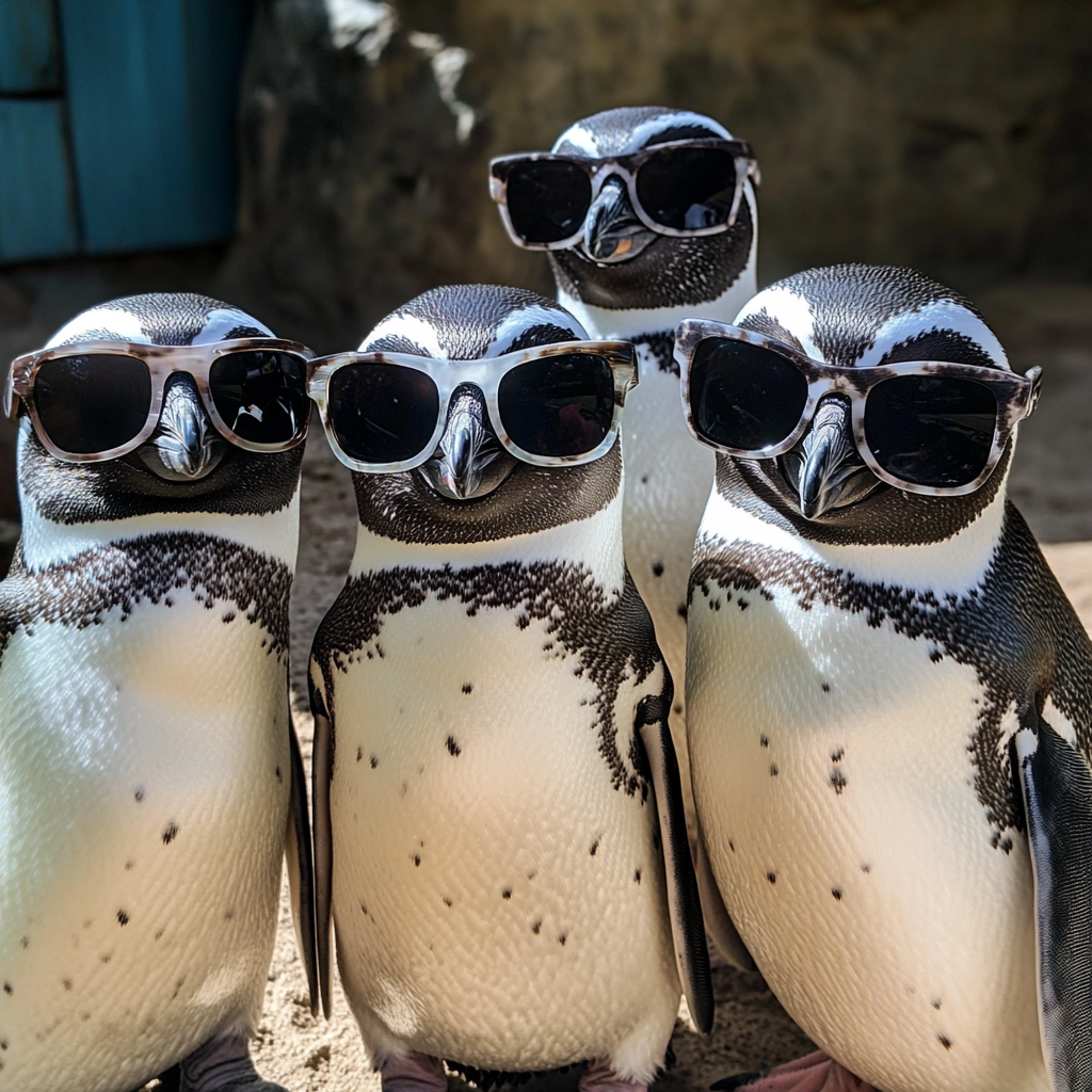 Penguins wearing sunglasses | Source: Midjourney