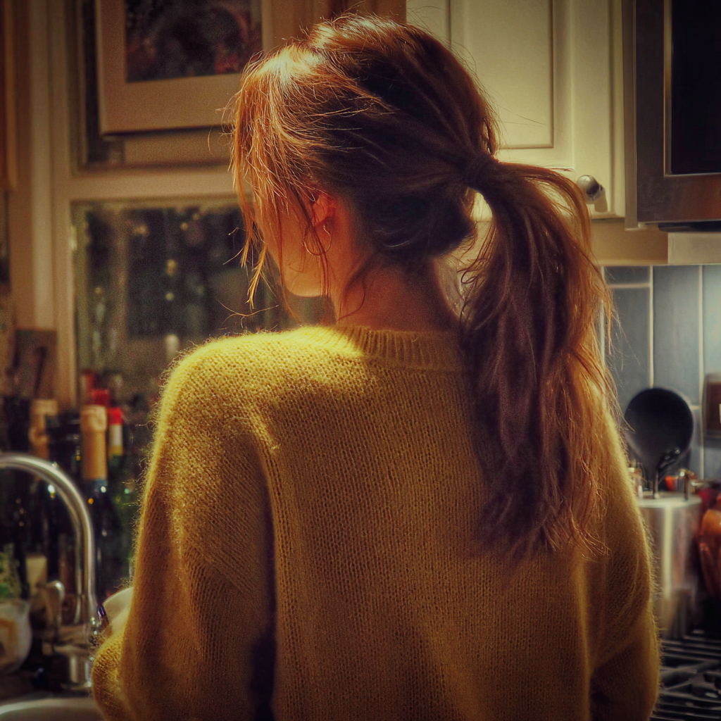 A woman standing at a kitchen sink | Source: Midjourney