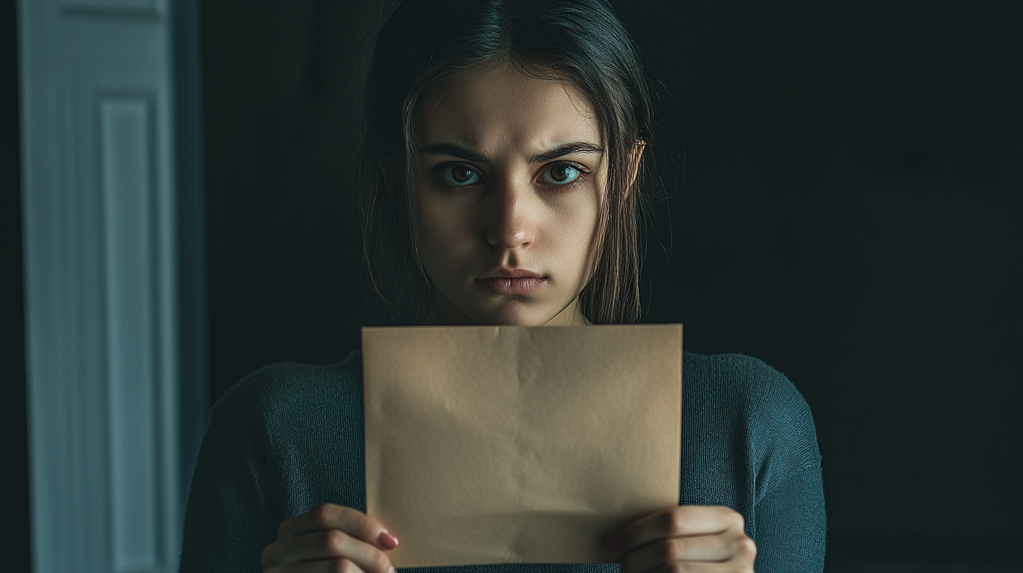 A woman holding a letter | Source: Midjourney