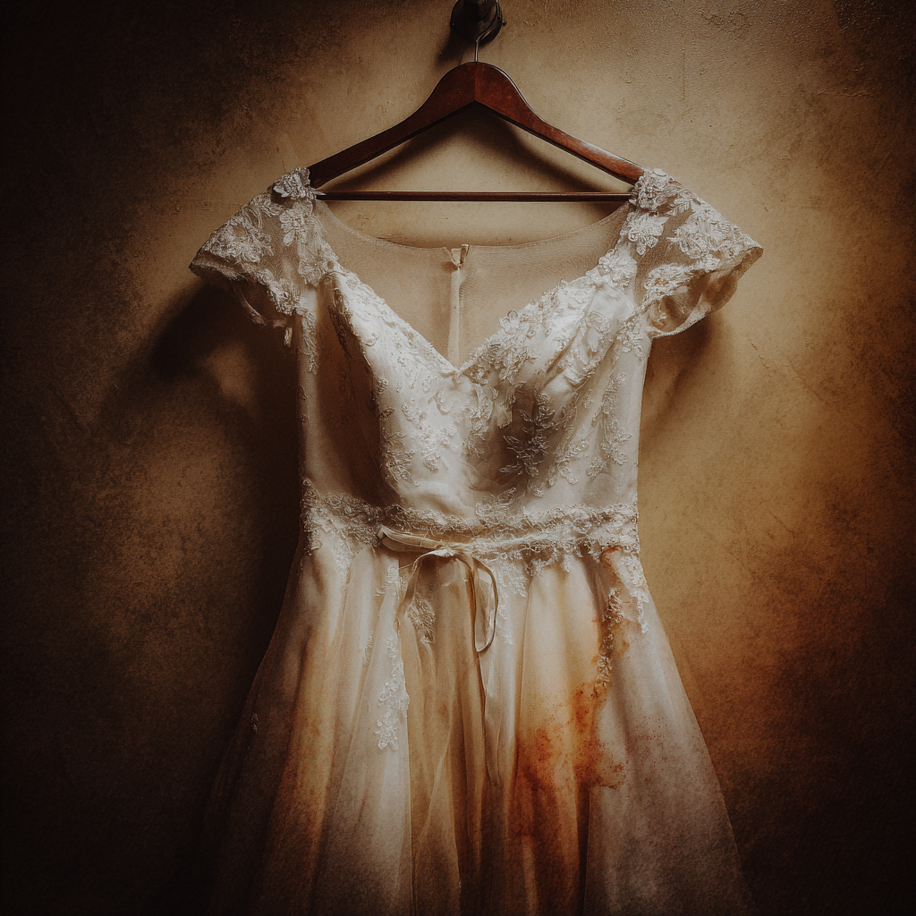 A close up of a ruined wedding dress | Source: Midjourney