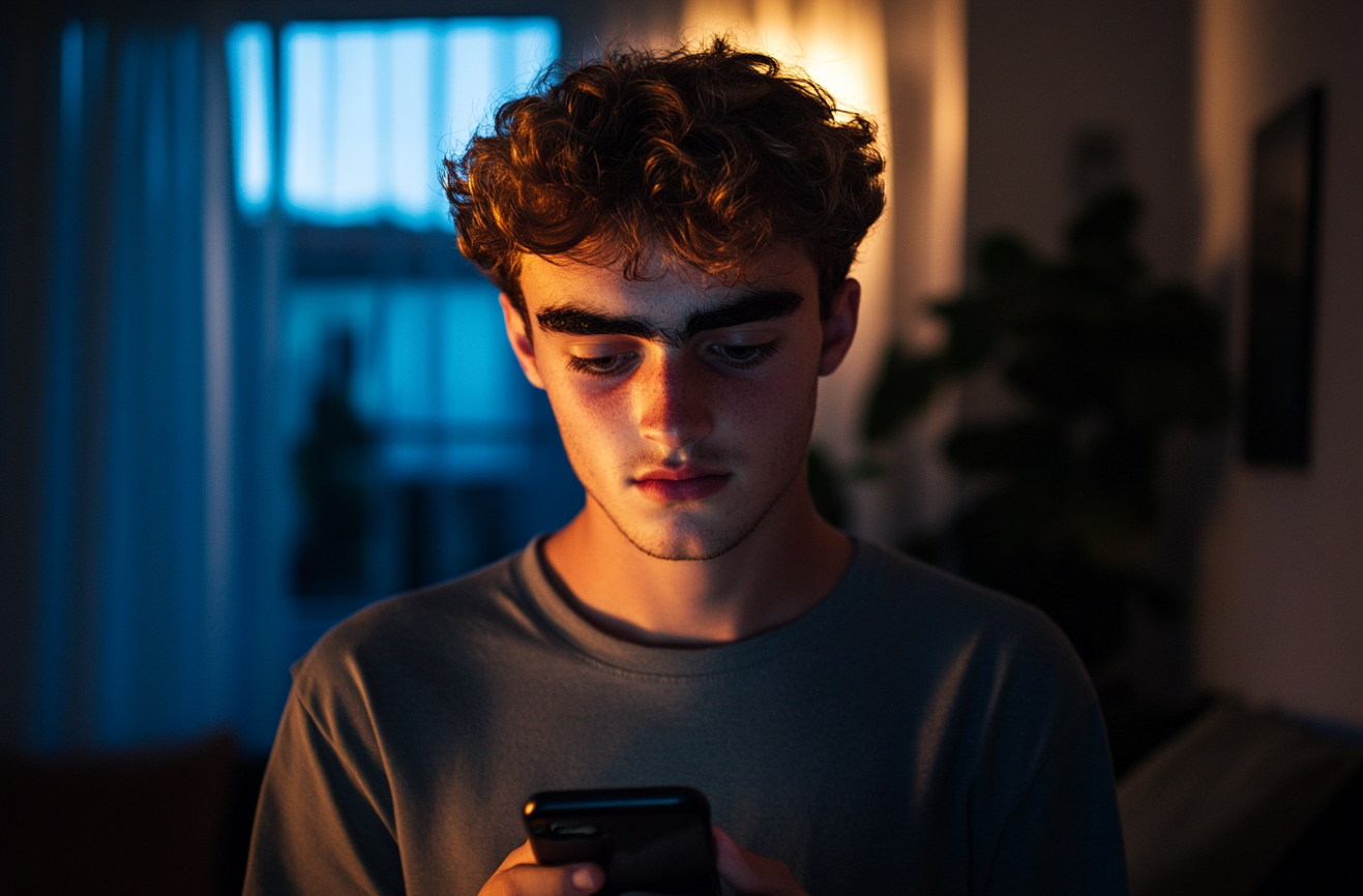 A man looking at his phone | Source: Midjourney
