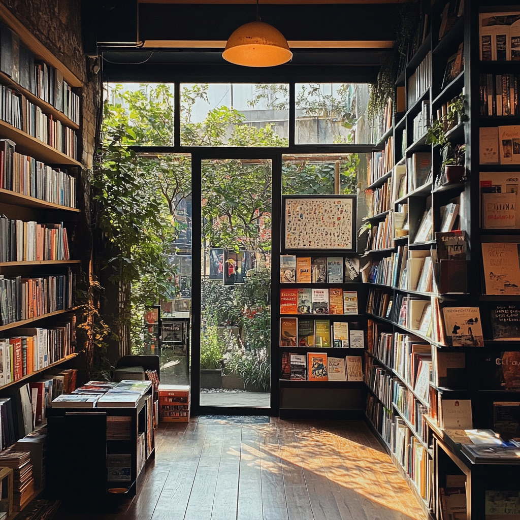 The interior of a bookstore | Source: Midjourney