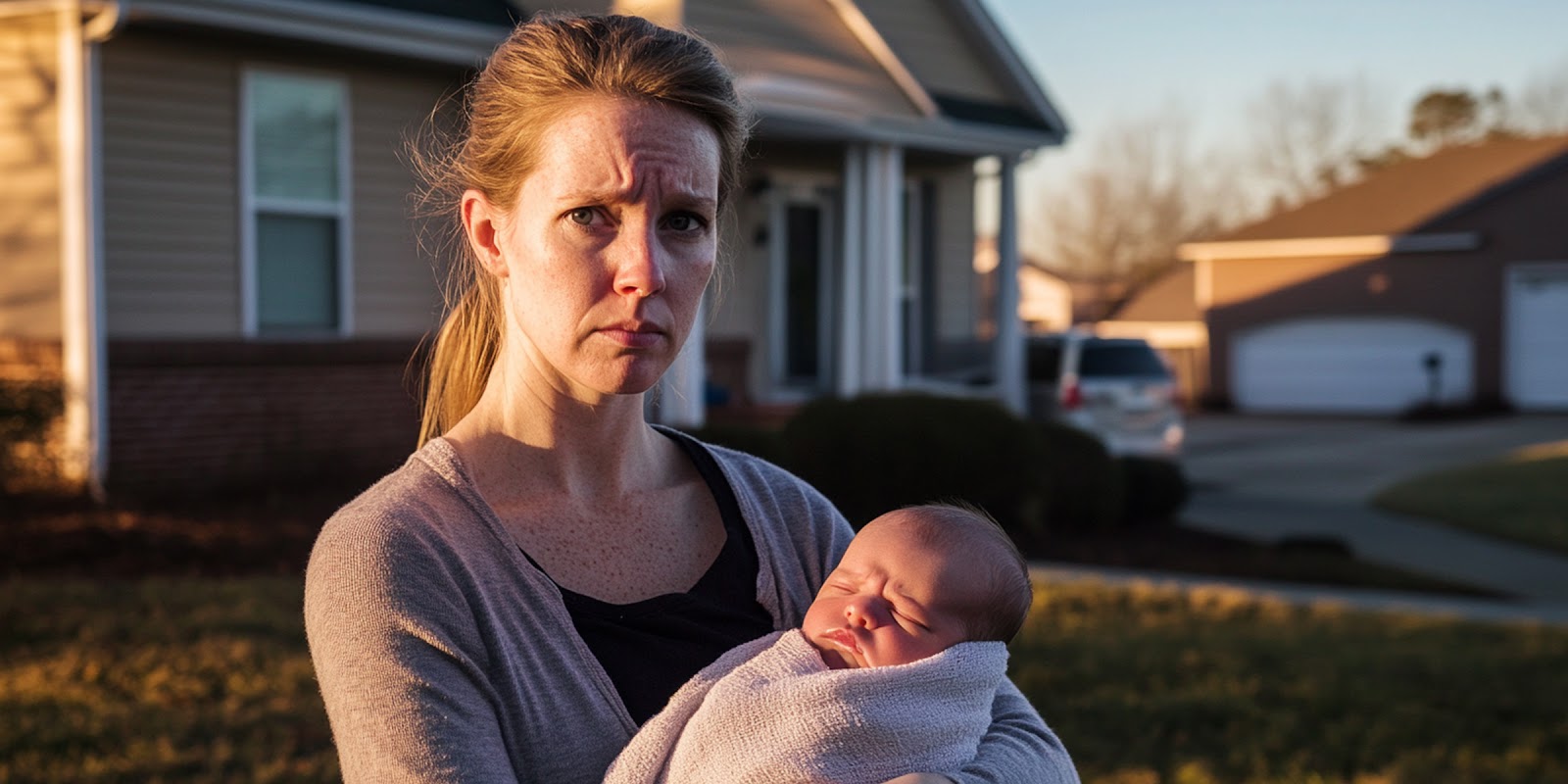 Sad woman with newborn. | Source: Midjourney