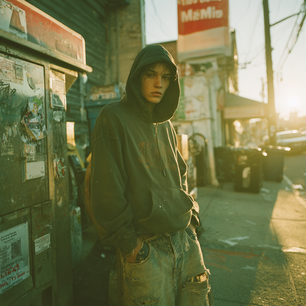A sad homeless teenage boy | Source: Midjourney