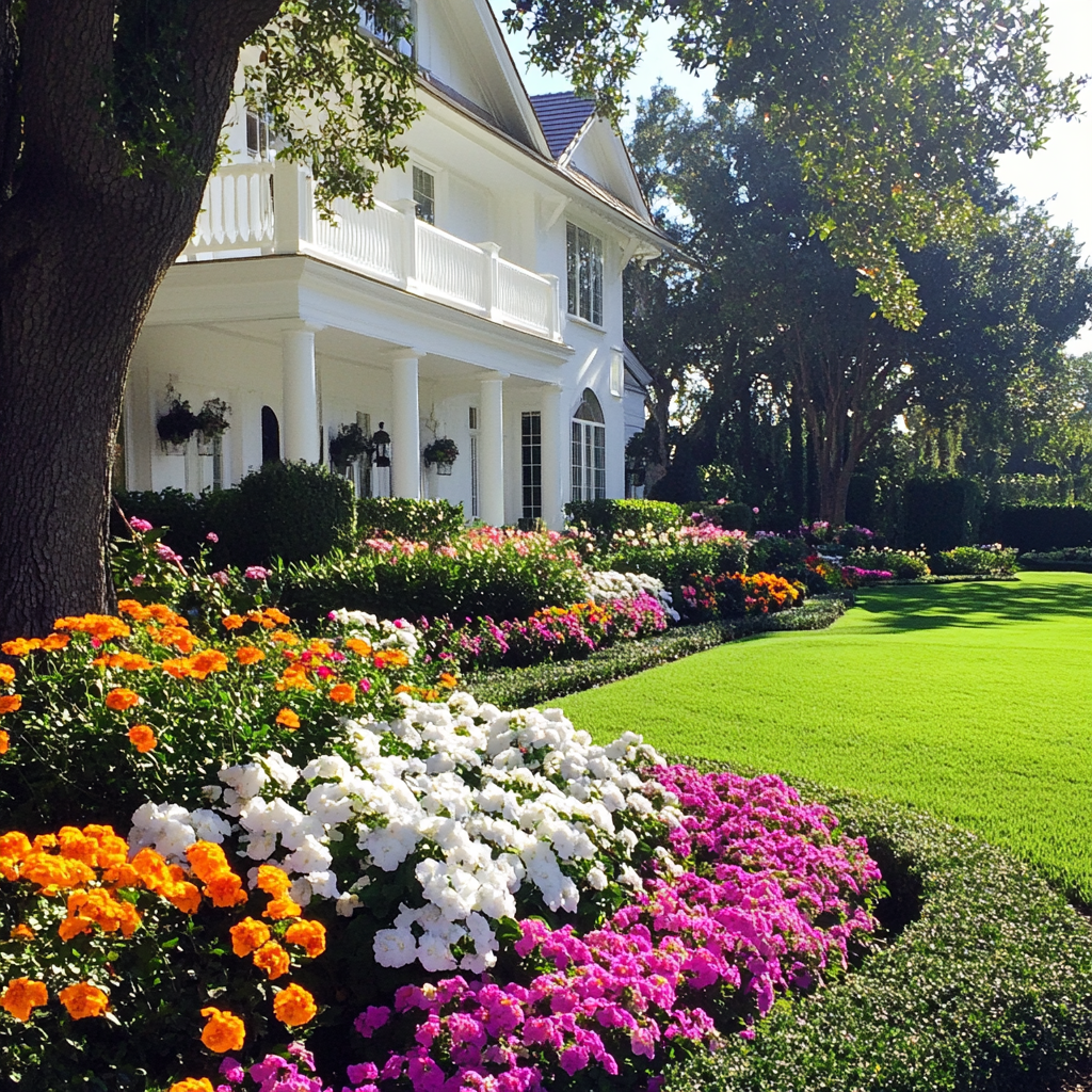 An array of beautiful flower beds | Source: Midjourney