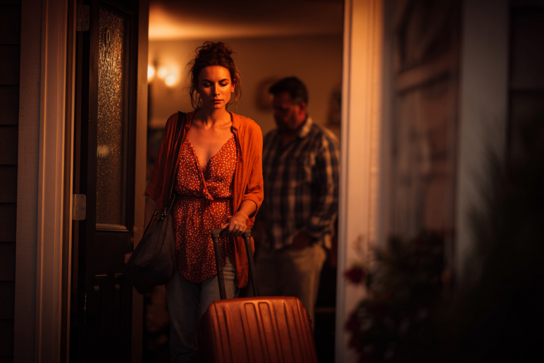 A woman walking away from a man | Source: Midjourney