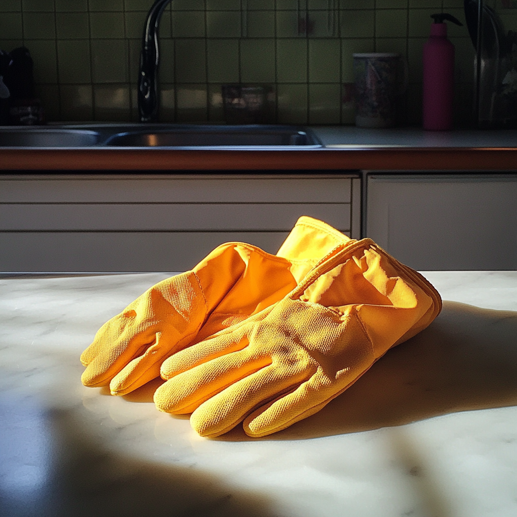 Des gants sur un comptoir | Source : Midjourney