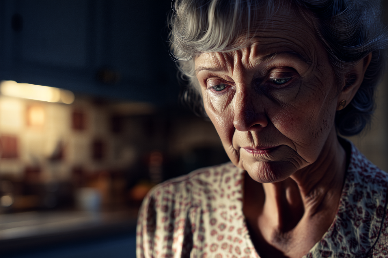 An older woman looking down | Source: Midjourney