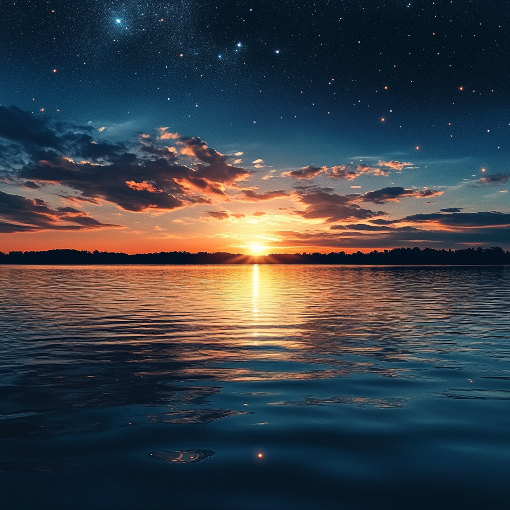 A sunset over water | Source: Midjourney