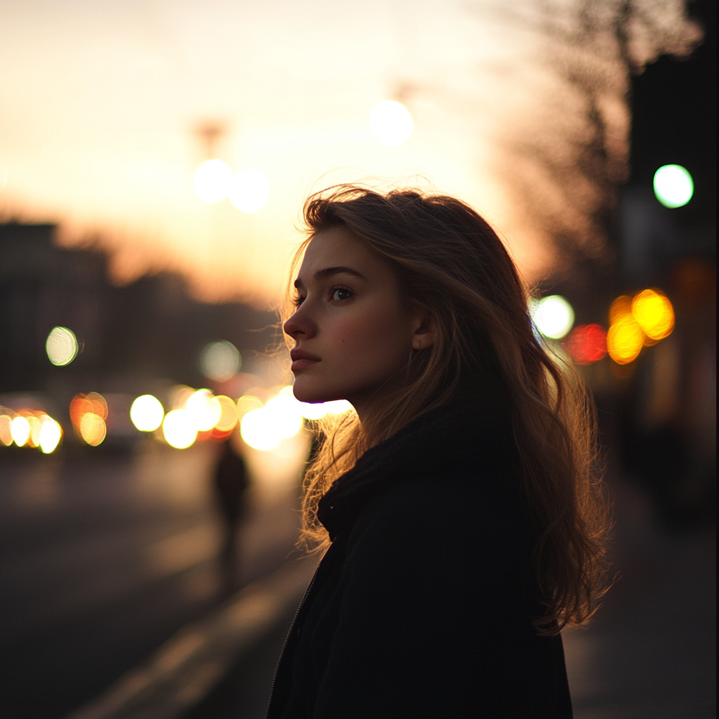 A young woman walking on the street | Source: Midjourney