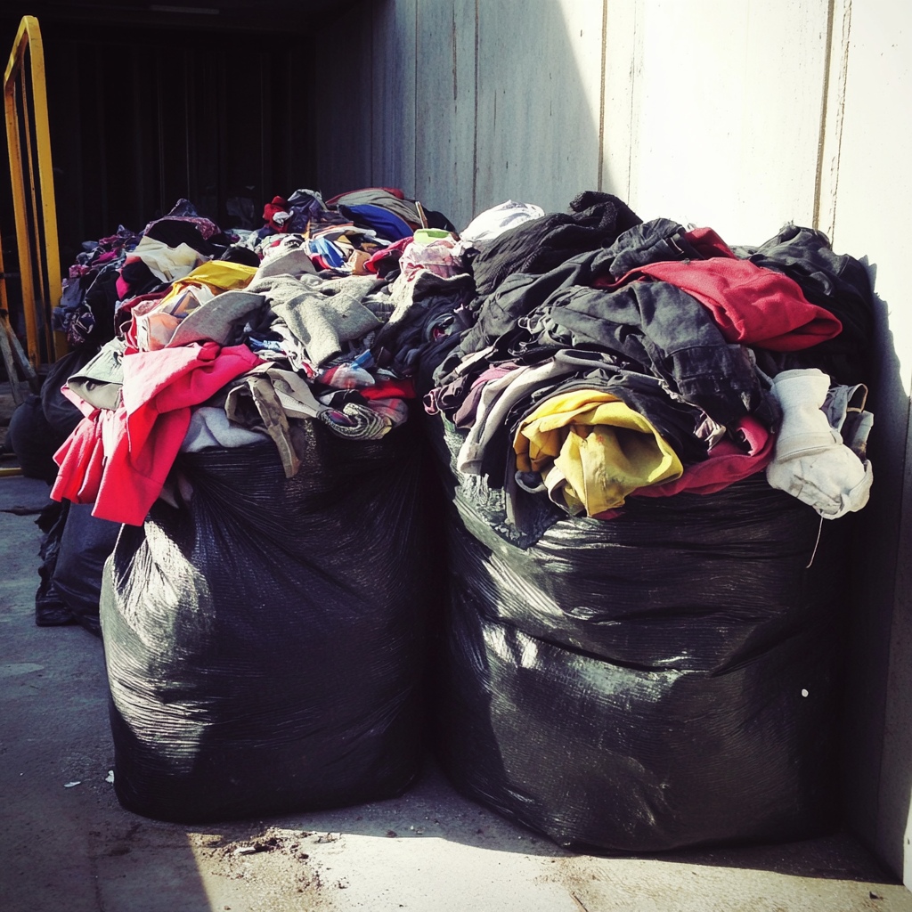 Bin bags full of clothing | Source: Midjourney