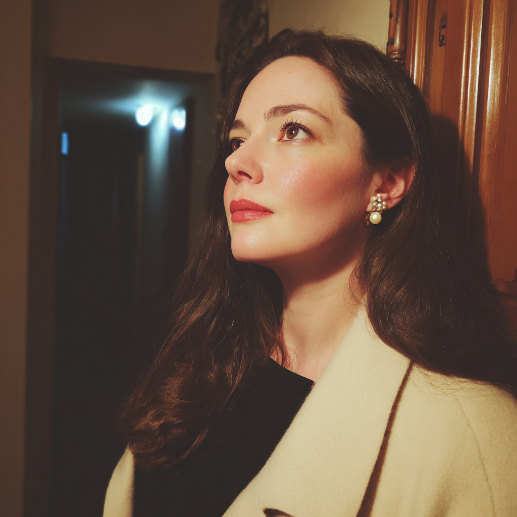 A pensive woman standing in a hallway | Source: Midjourney