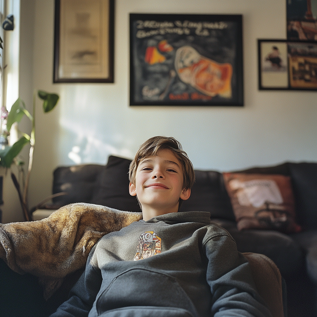 A boy sitting | Source: Midjourney