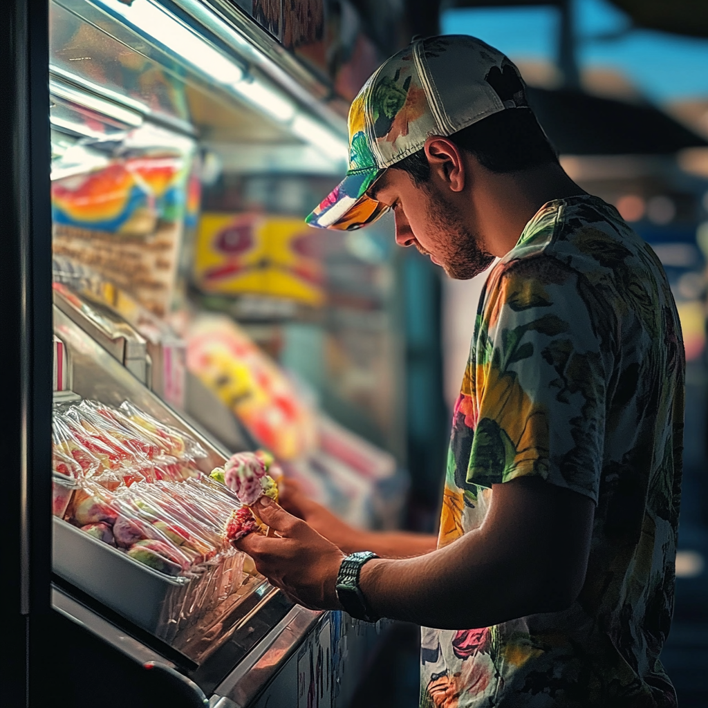 A man picking out ice cream | Source: Midjourney