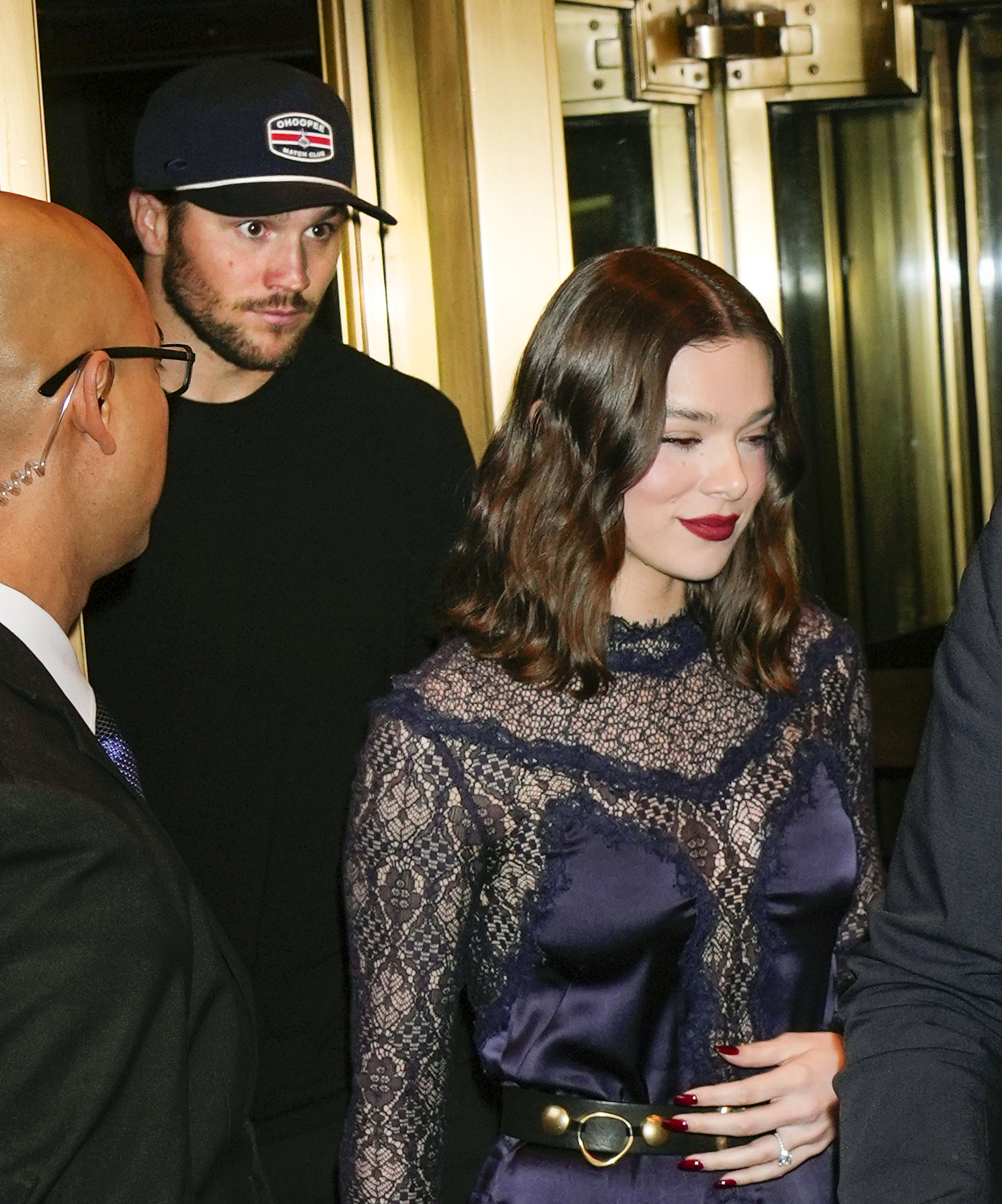 Josh Allen and Hailee Steinfeld seen on April 4, 2025, in New York. | Source: Getty Images