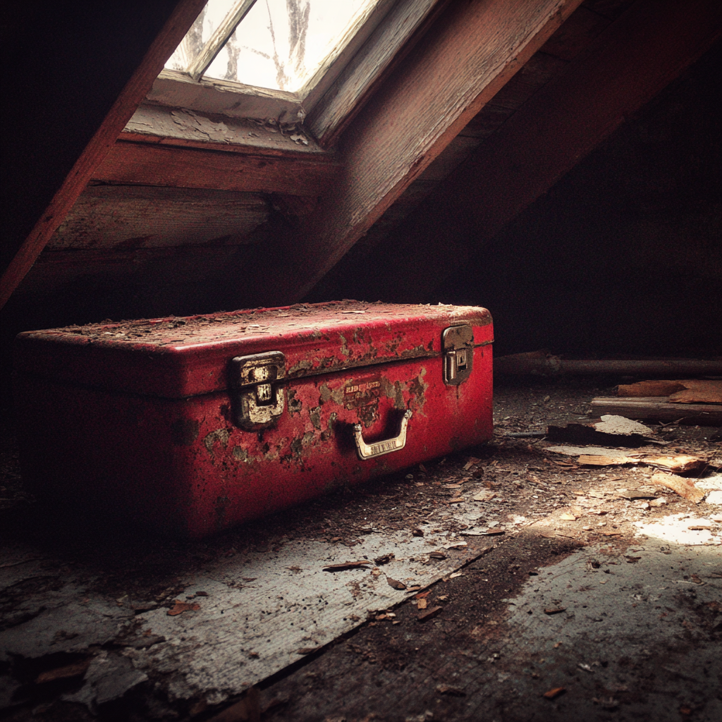 An old wooden toolbox in an attic | Source: Midjourney