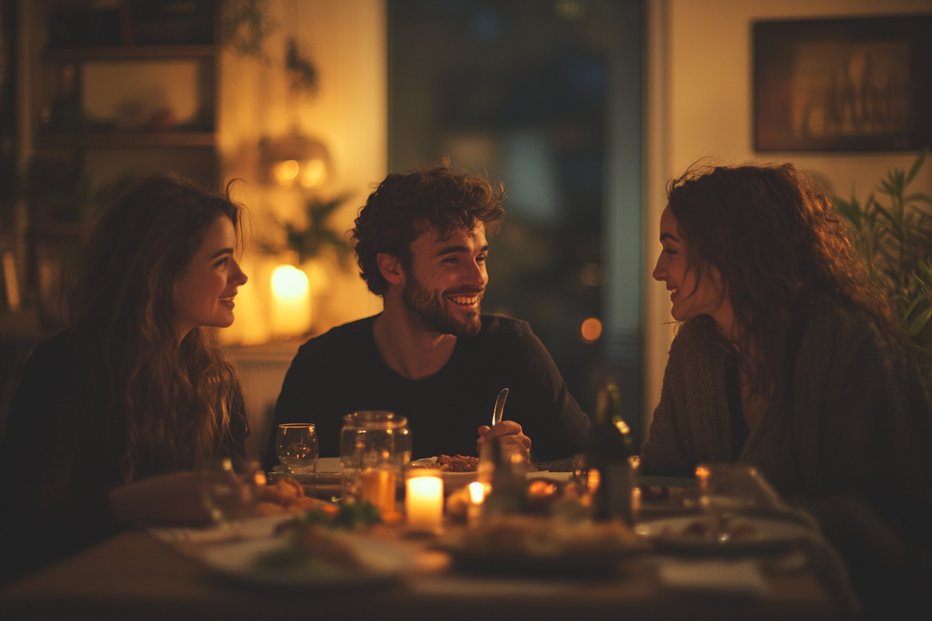 Siblings enjoying dinner together | Source: Midjourney