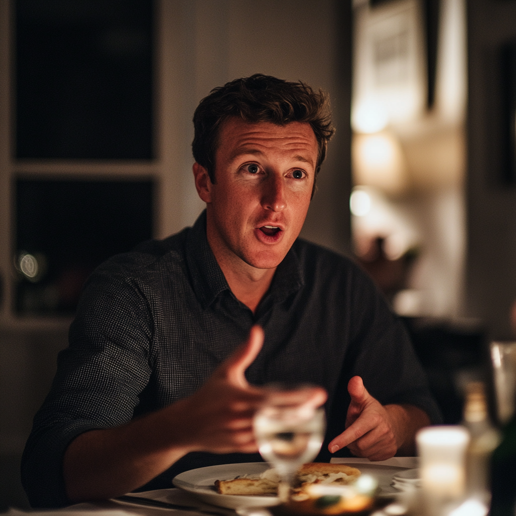 A man sitting at a dinner table | Source: Midjourney