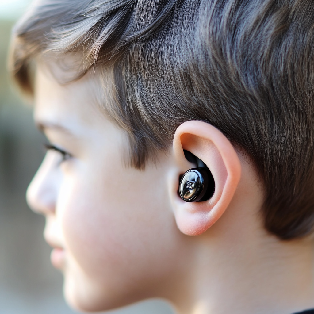 noise-canceling earphones in a boy's ears | Source: Midjourney