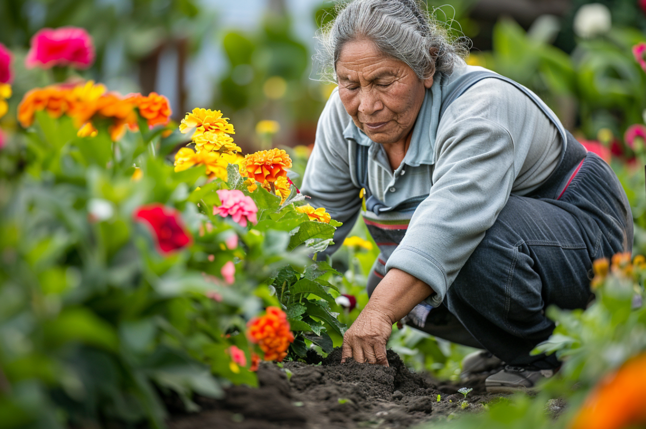 A mature woman gardening | Source: MidJourney