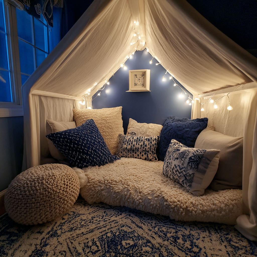 A cozy blanket and pillow fort | Source: Midjourney