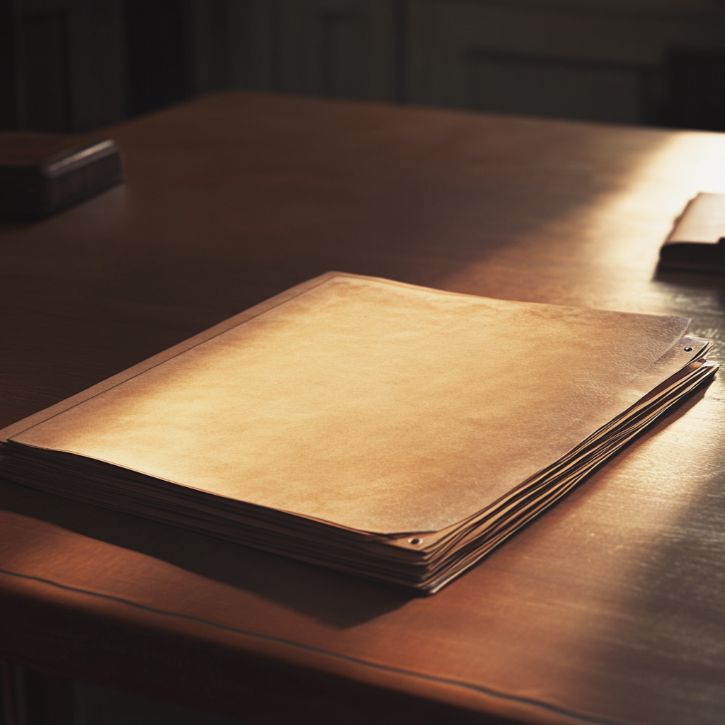 A folder on a table | Source: Midjourney