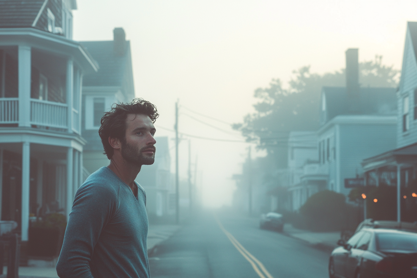 A man on a misty street | Source: Midjourney