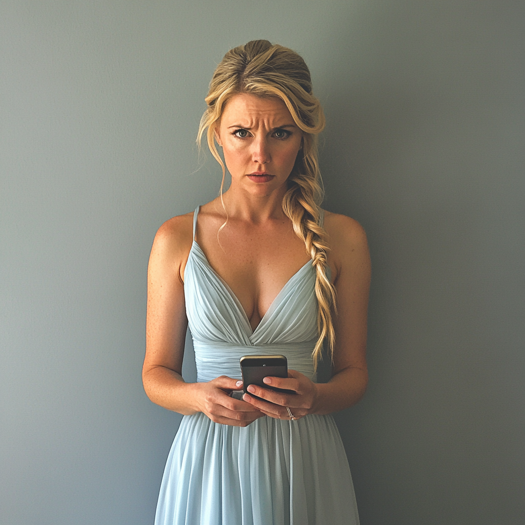 A bridesmaid holding a phone | Source: Midjourney