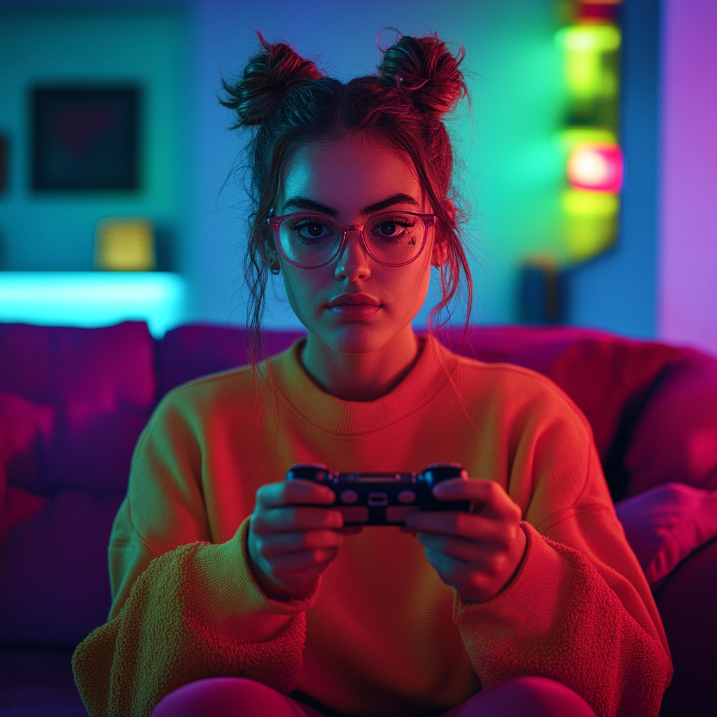 A woman playing video games | Source: Midjourney