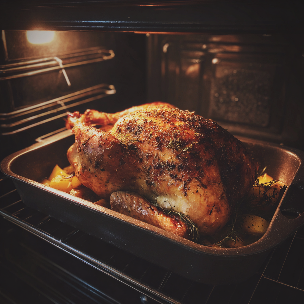 A turkey browning in an oven | Source: Midjourney