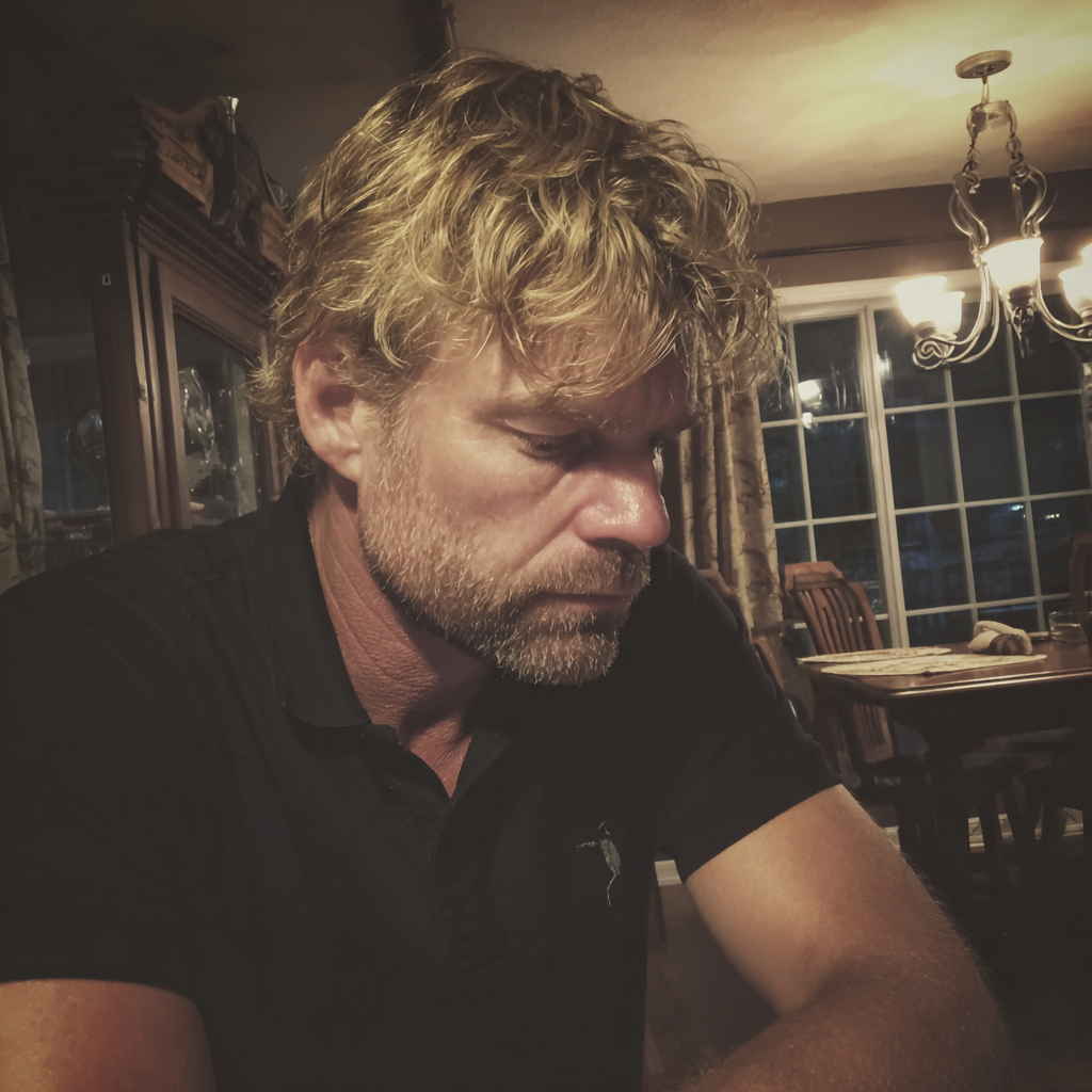 An annoyed man sitting at a table | Source: Midjourney