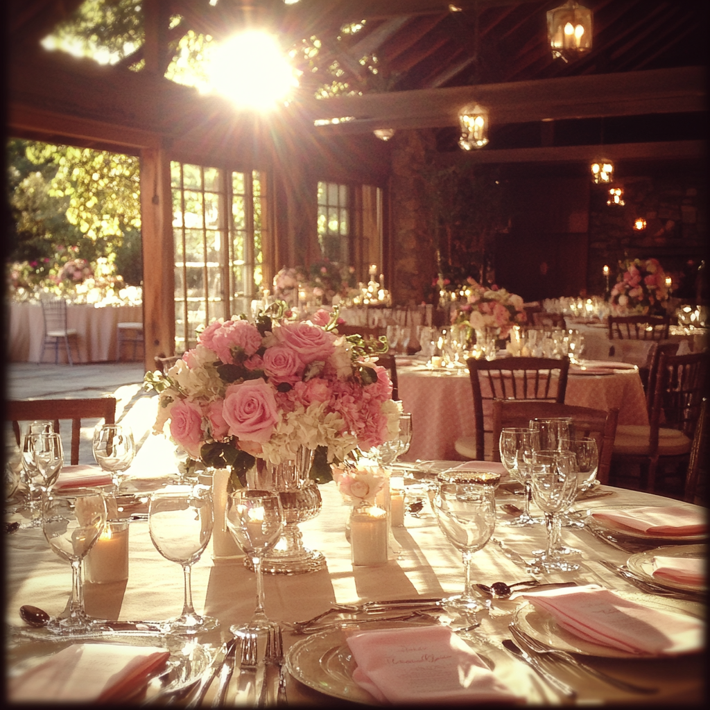 Table settings at a wedding | Source: Midjourney