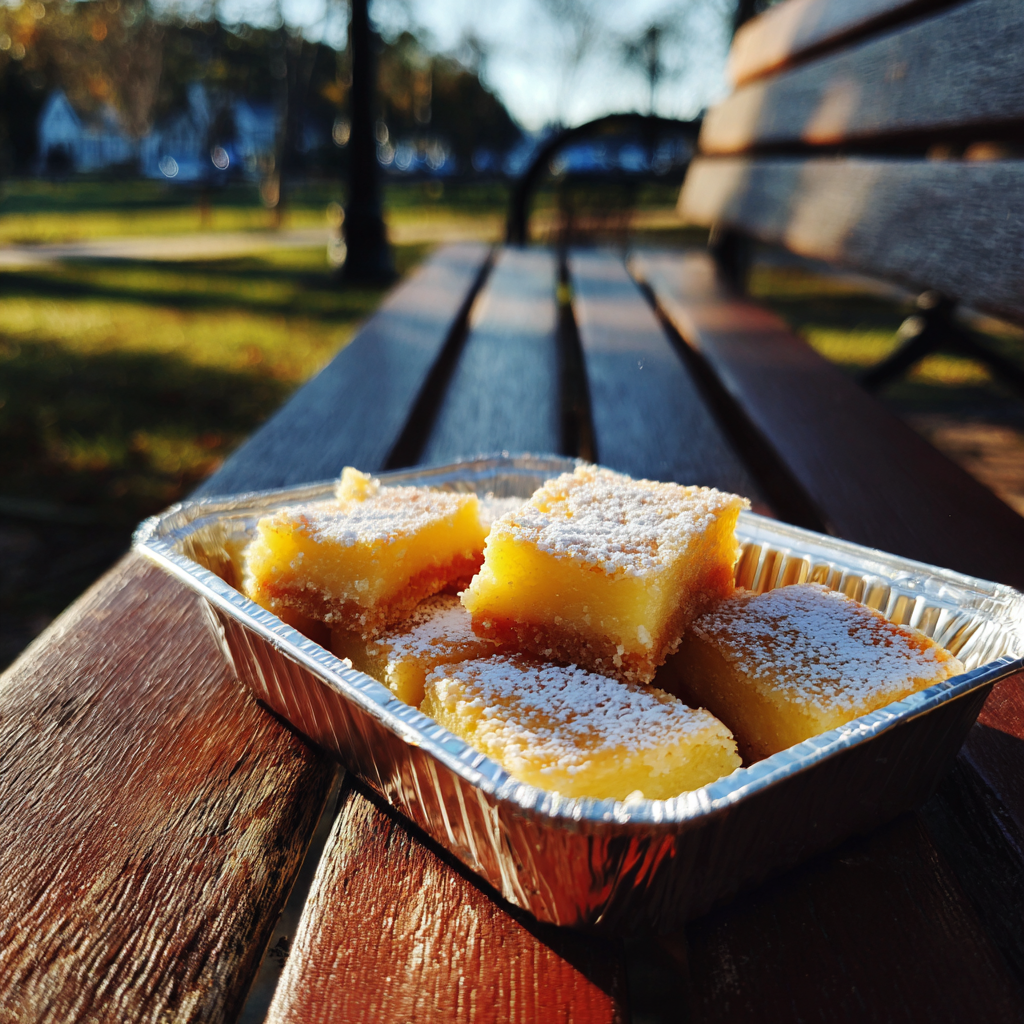 A container of lemon bars | Source: Midjourney