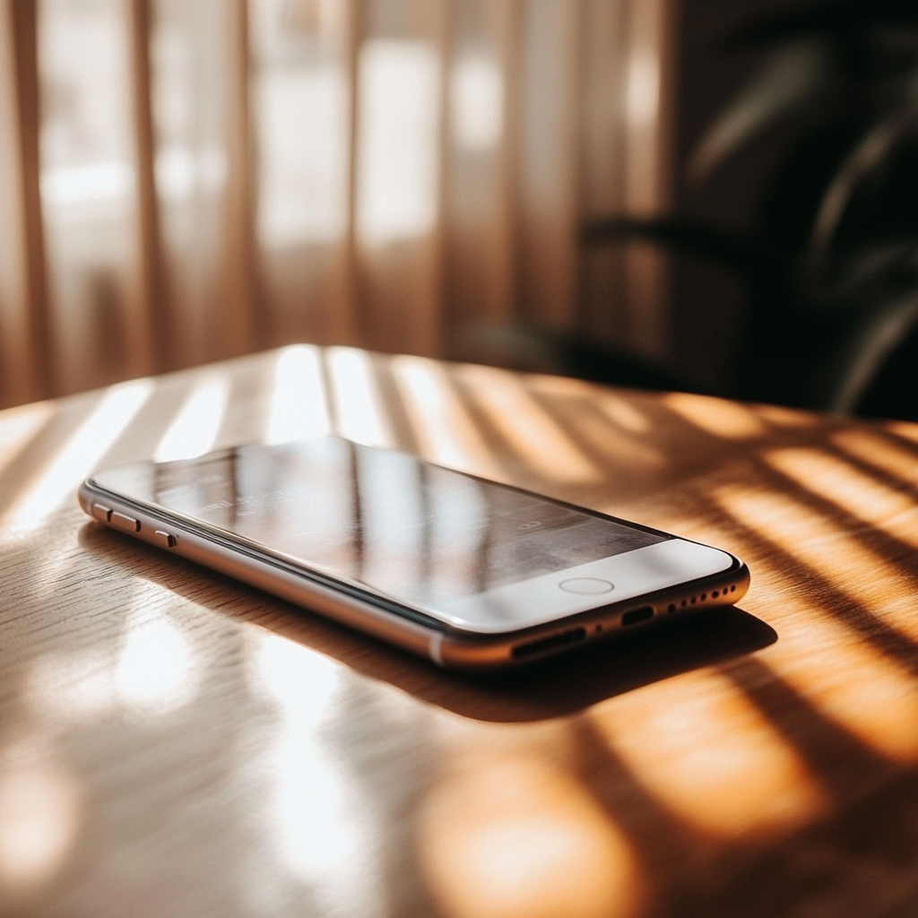 Flight Attendant Woke Me Up & Told Me to Check My Husband's Bag While He Was Away — I Never Expected What I Found 24 A cellphone on a table | Source: Midjourney