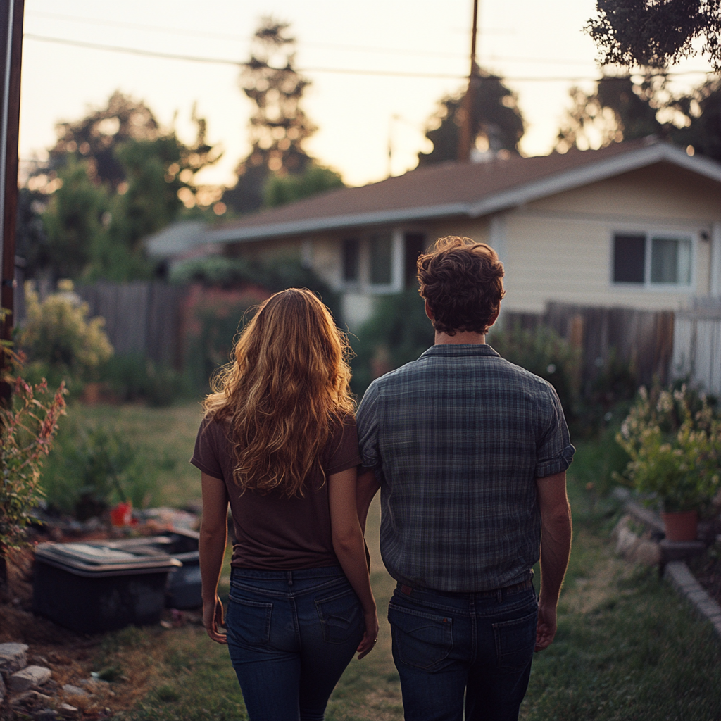 A couple walking outside | Source: Midjourney