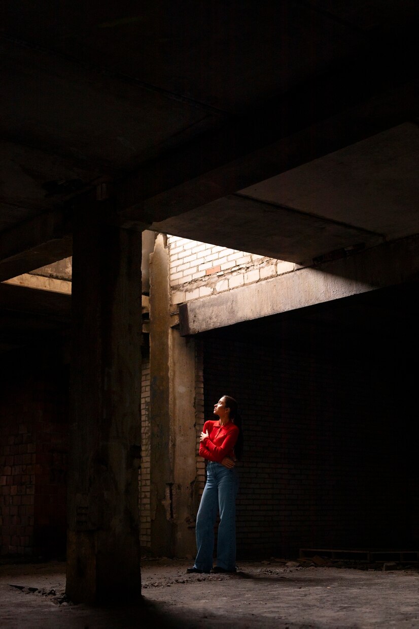 A woman in an abandoned house | Source: Freepik