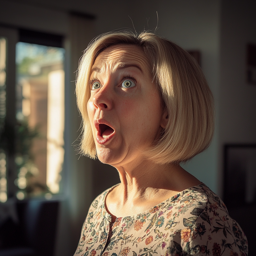 A shocked middle-aged woman | Source: Midjourney