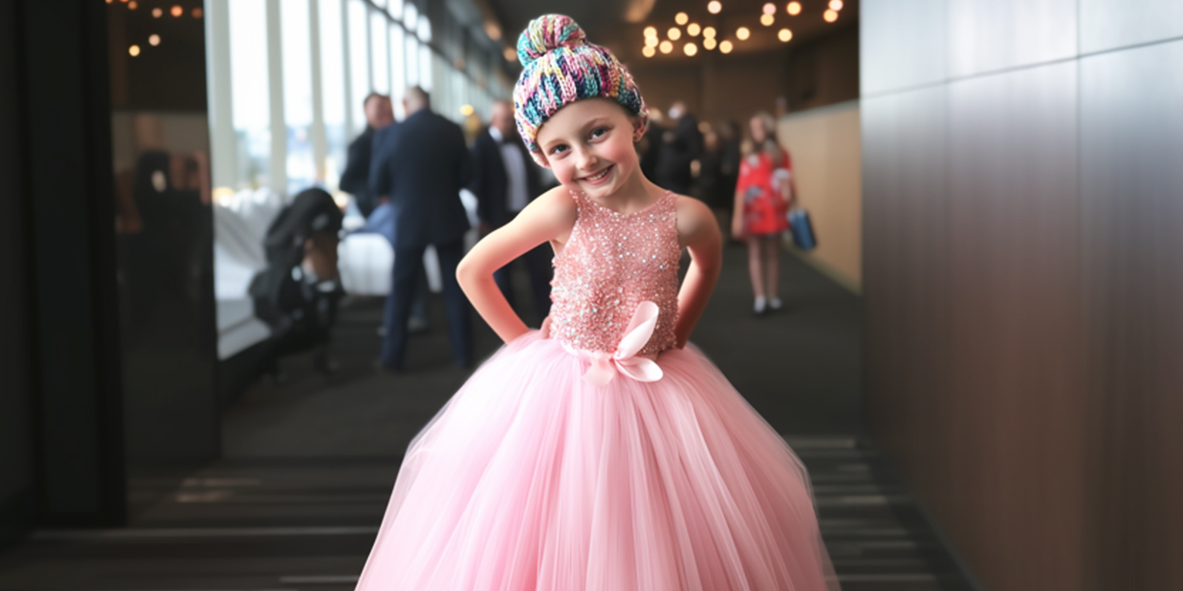 Little girl wearing a knitted hat and a pink dress | Source: Amomama