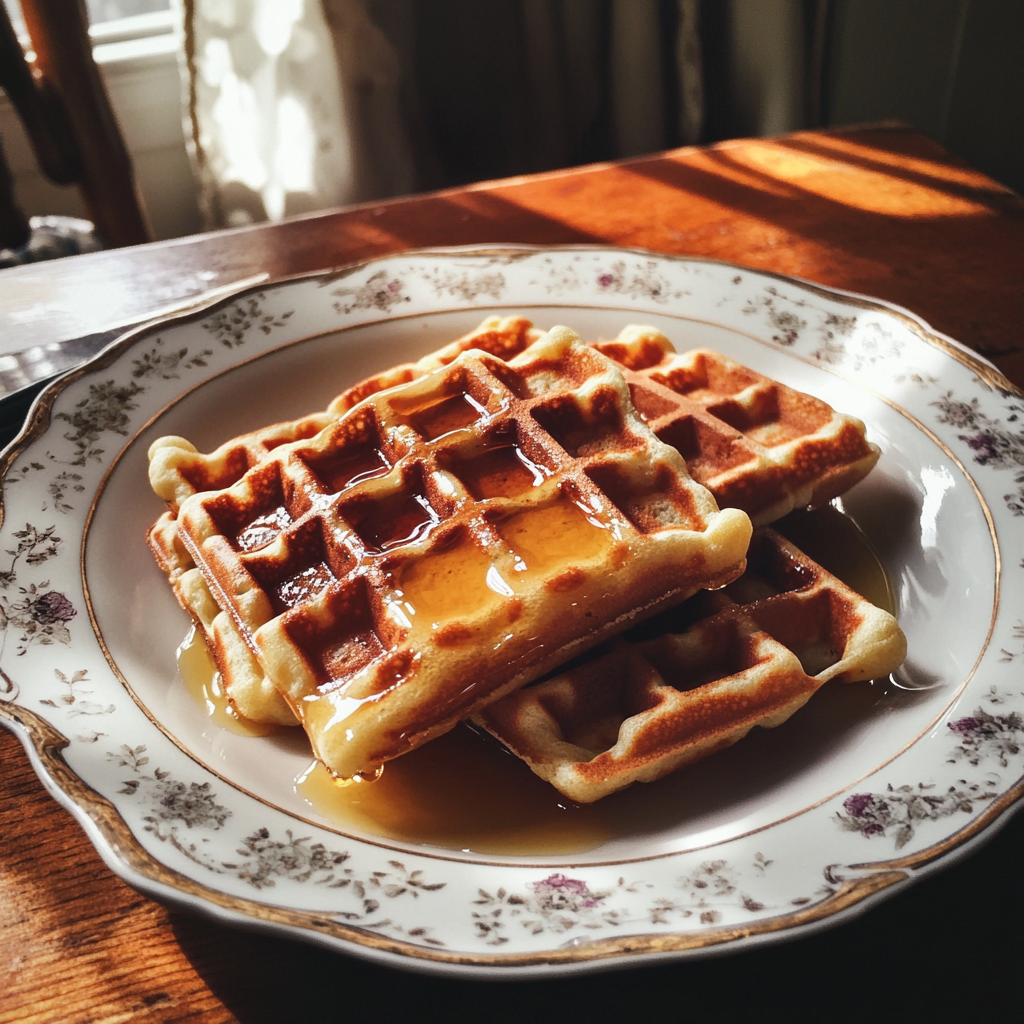 A plate of waffles | Source: Midjourney