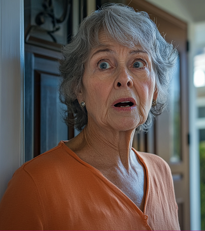 A woman standing at her front door | Source: Midjourney