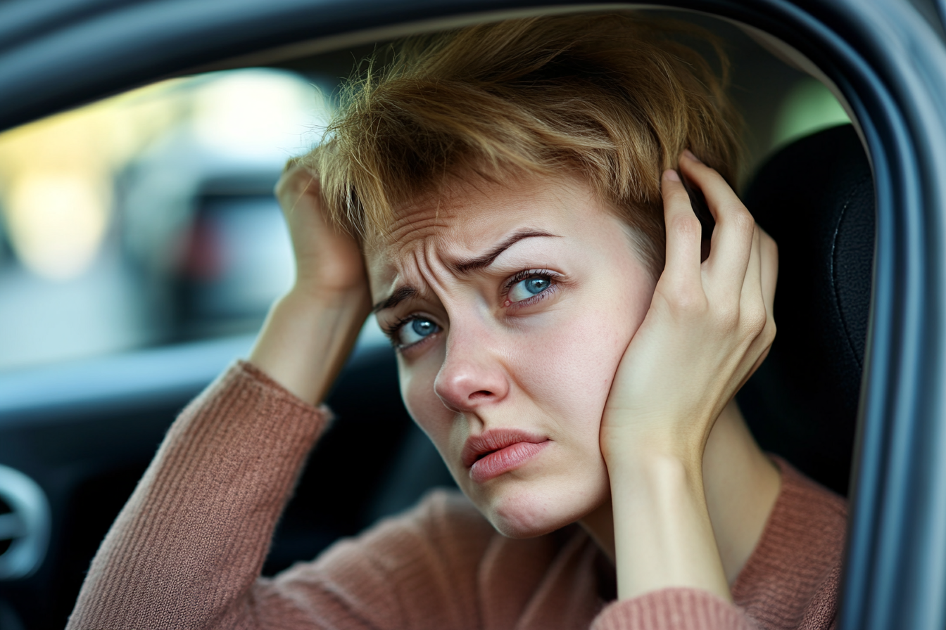 A woman sitting in her car | Source: Midjourney