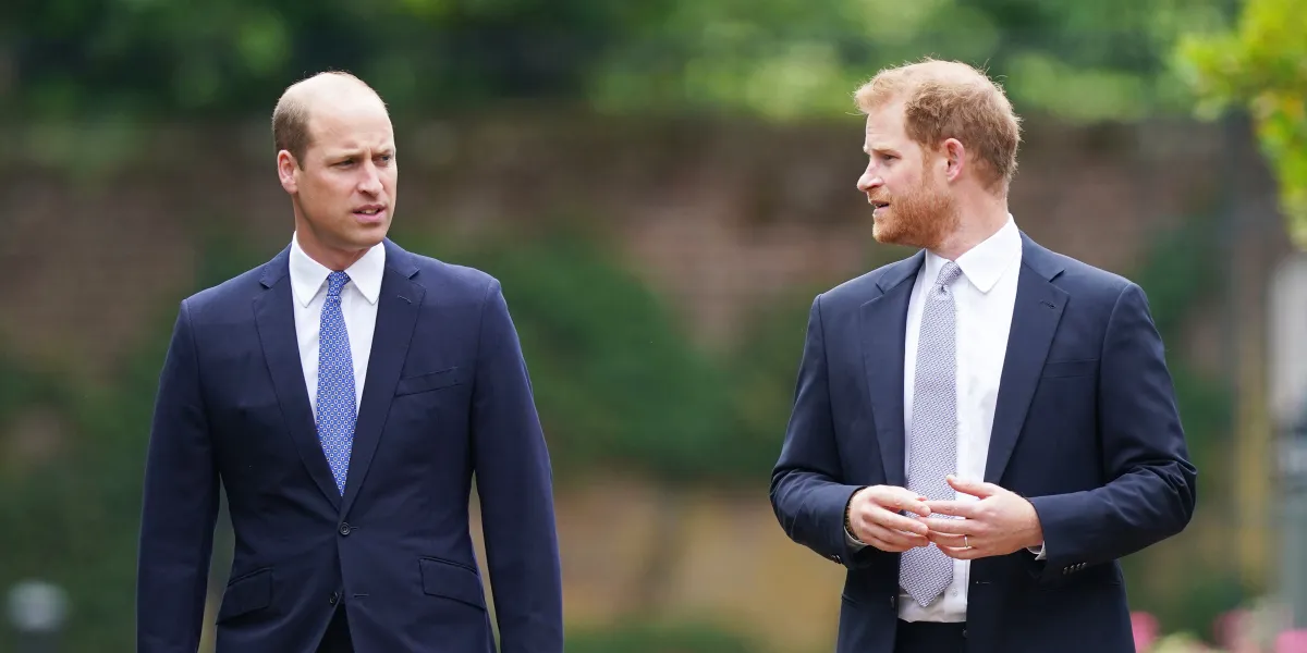Prince Harry and Prince William attend the unveiling of a statue of their mother, Princess Diana at The Sunken Garden in Kensington Palace, London on July 1, 2021. | Source: Getty Images