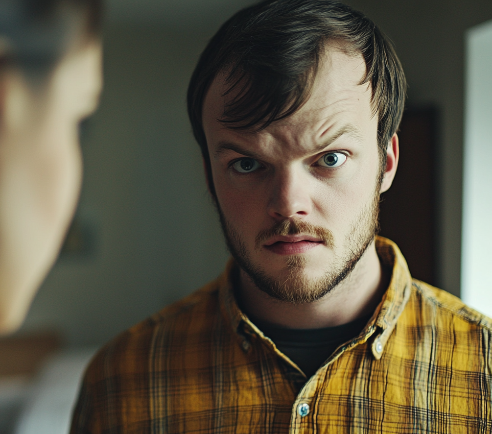 A close-up shot of a man talking to his mother | Source: Midjourney