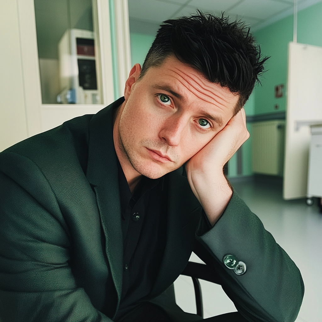 A man sitting in a hospital room | Source: Midjourney