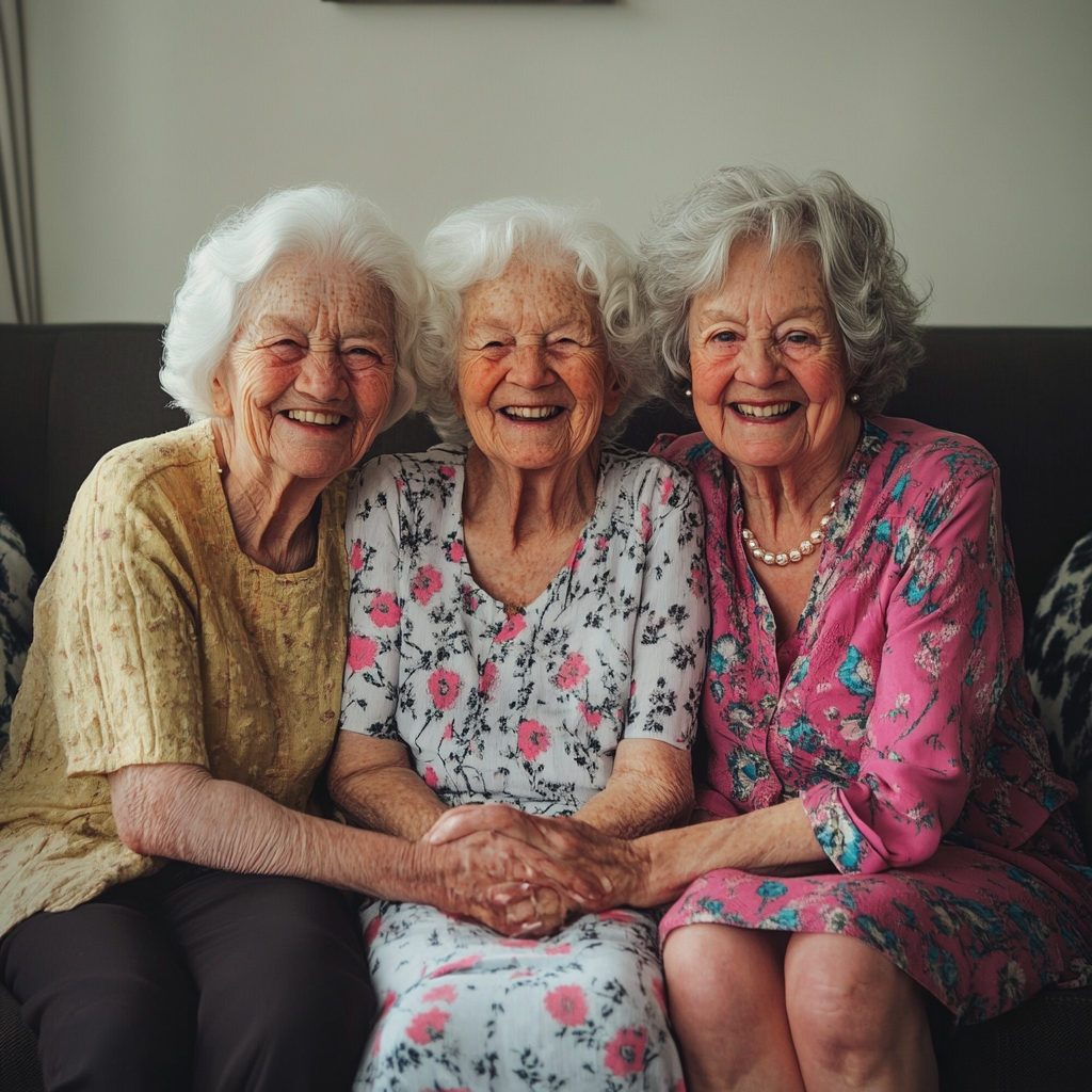 Three old women sitting together | Source: Midjourney