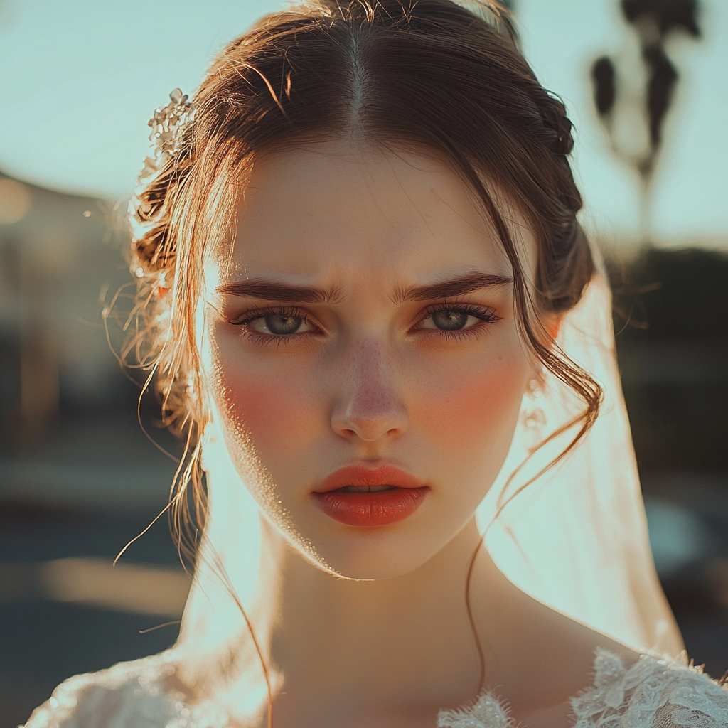 A bride looking straight ahead | Source: Midjourney